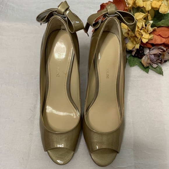 Enzo Angiolini Bow Peep Toe Pumps 7 1/2 M Leather - Picture 1 of 8